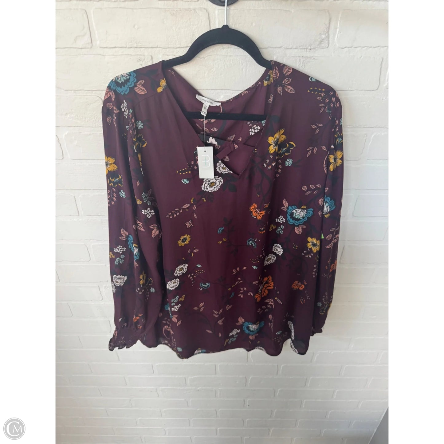 Top Long Sleeve By Maurices In Maroon, Size: Xxl