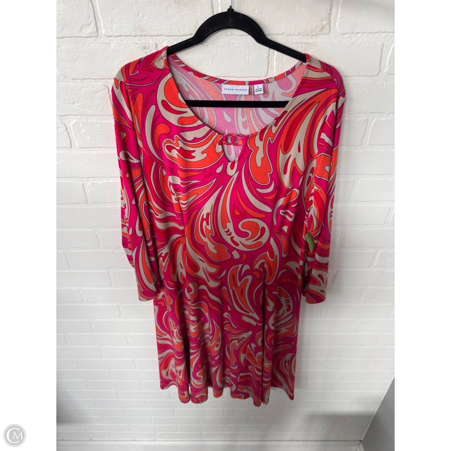 Dress Work By Susan Graver In Orange & Pink, Size: L