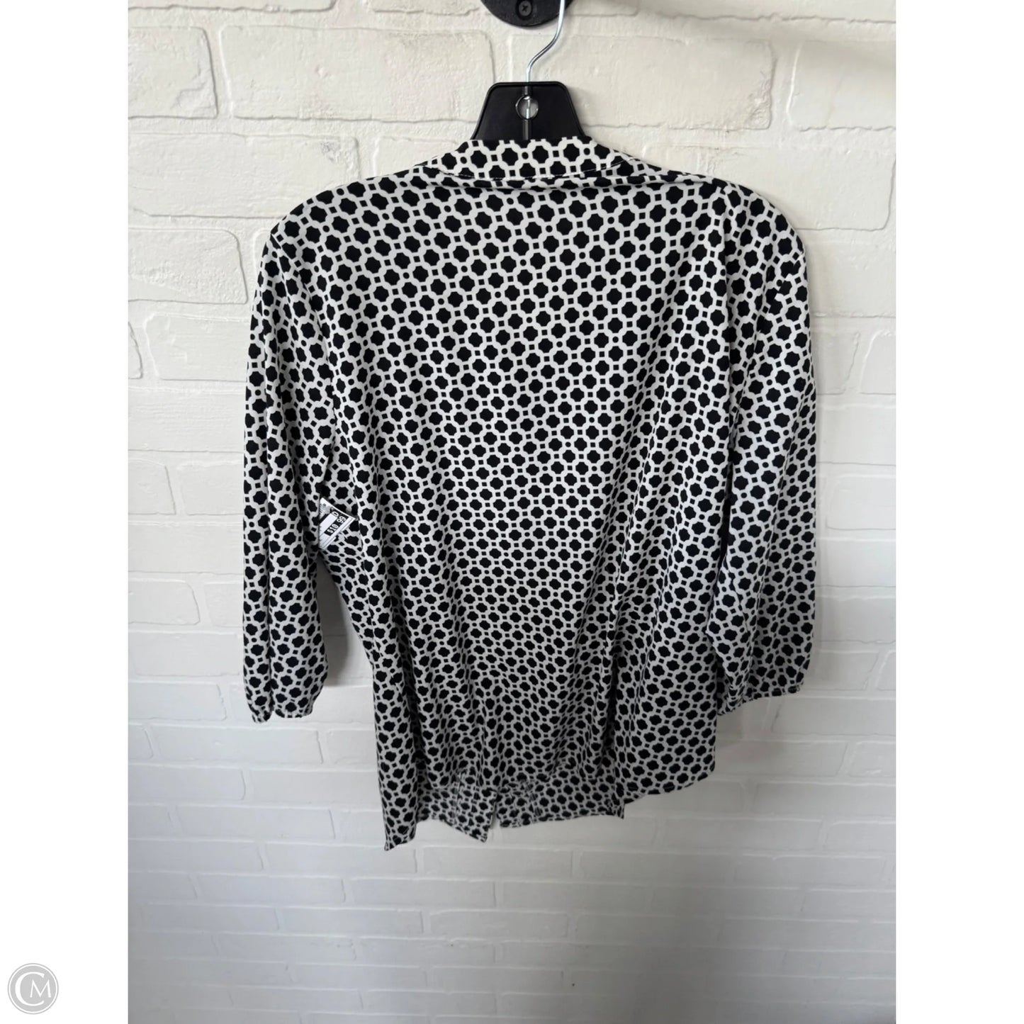 Top 3/4 Sleeve By 212 Collection In Black & White, Size: Xl