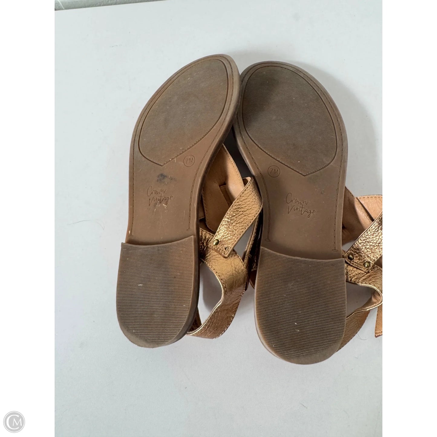 Sandals Flats By Crown Vintage In Gold, Size: 7