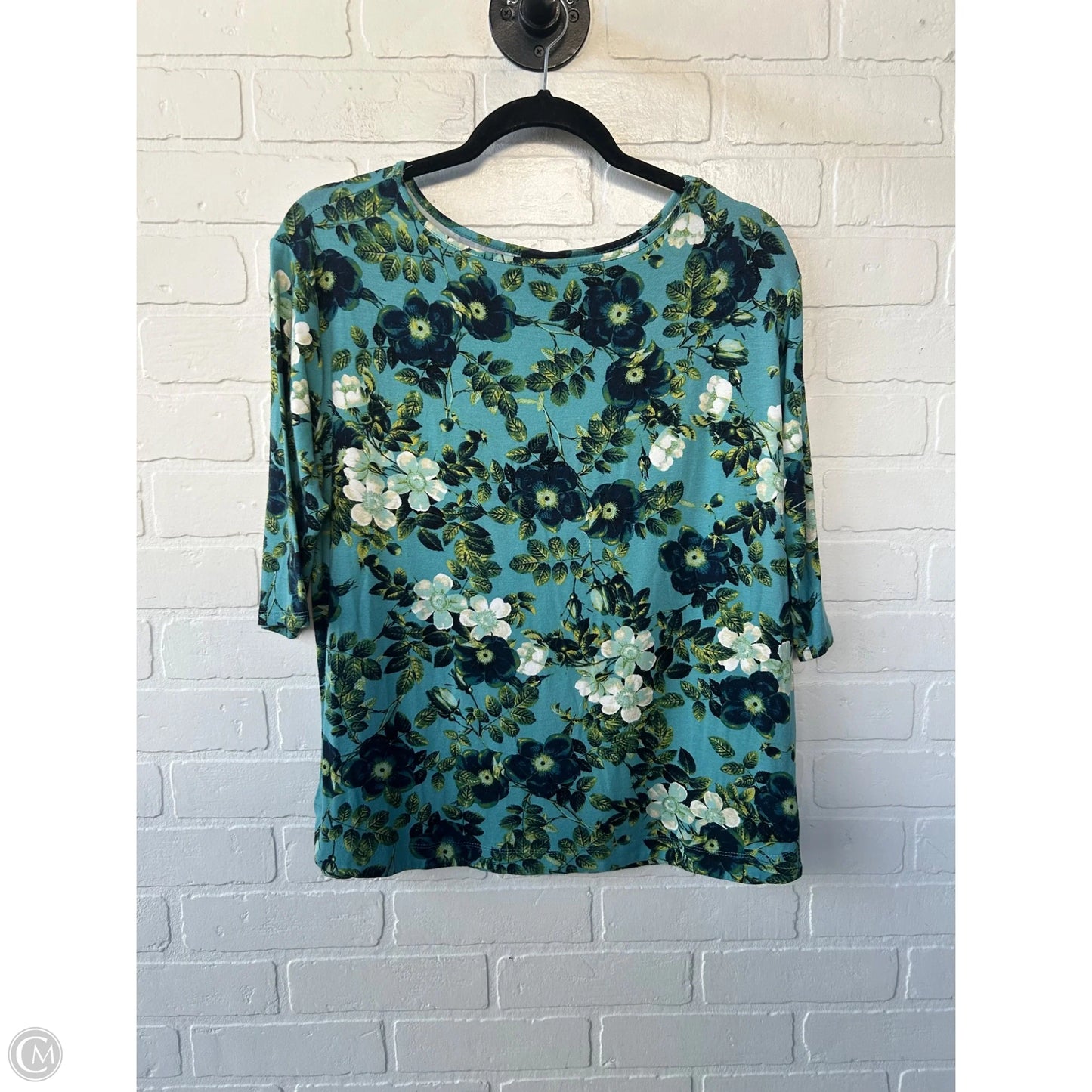 Top 3/4 Sleeve Basic By J. Jill In Blue & Green, Size: M