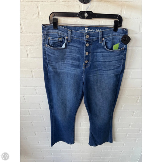 Jeans Cropped By 7 For All Mankind In Blue Denim, Size: 14