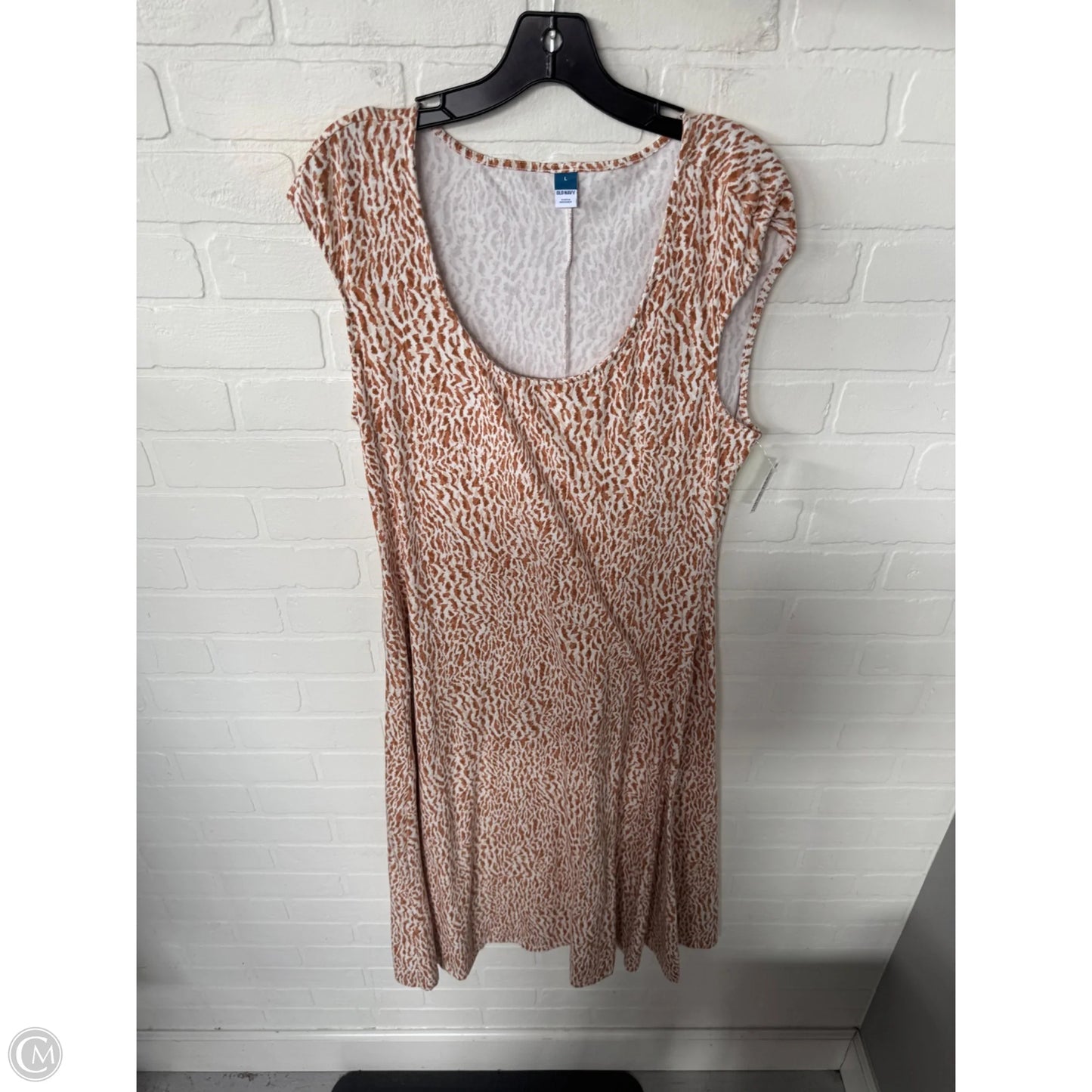 Dress Casual Midi By Old Navy In Brown & Cream, Size: L