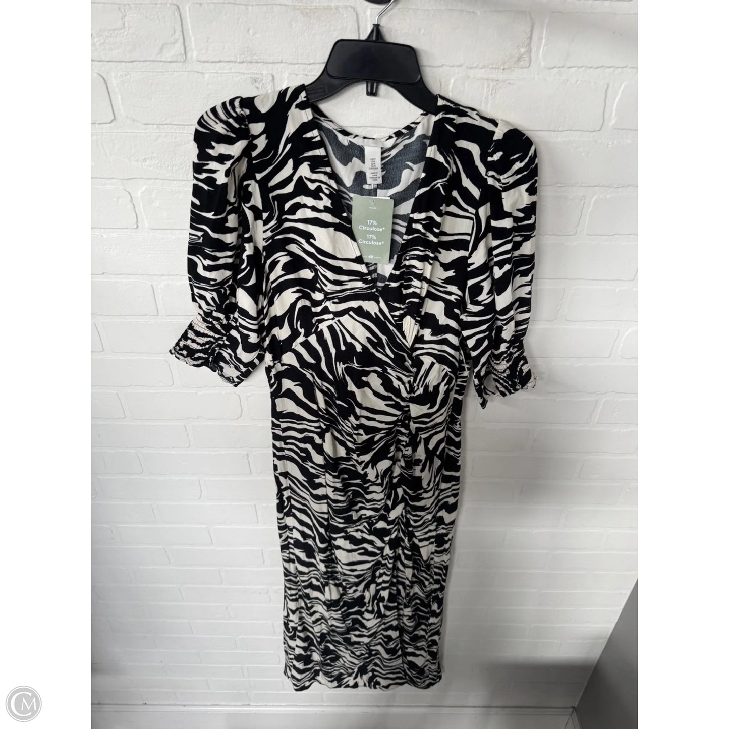 Dress Casual Midi By H&m In Black & Cream, Size: M