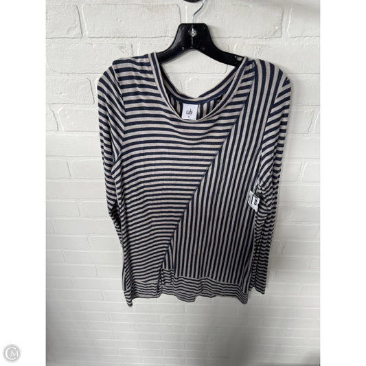 Top Long Sleeve By Cabi In Blue & Cream, Size: M