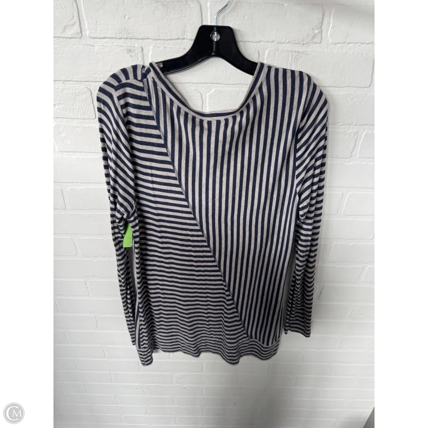 Top Long Sleeve By Cabi In Blue & Cream, Size: M