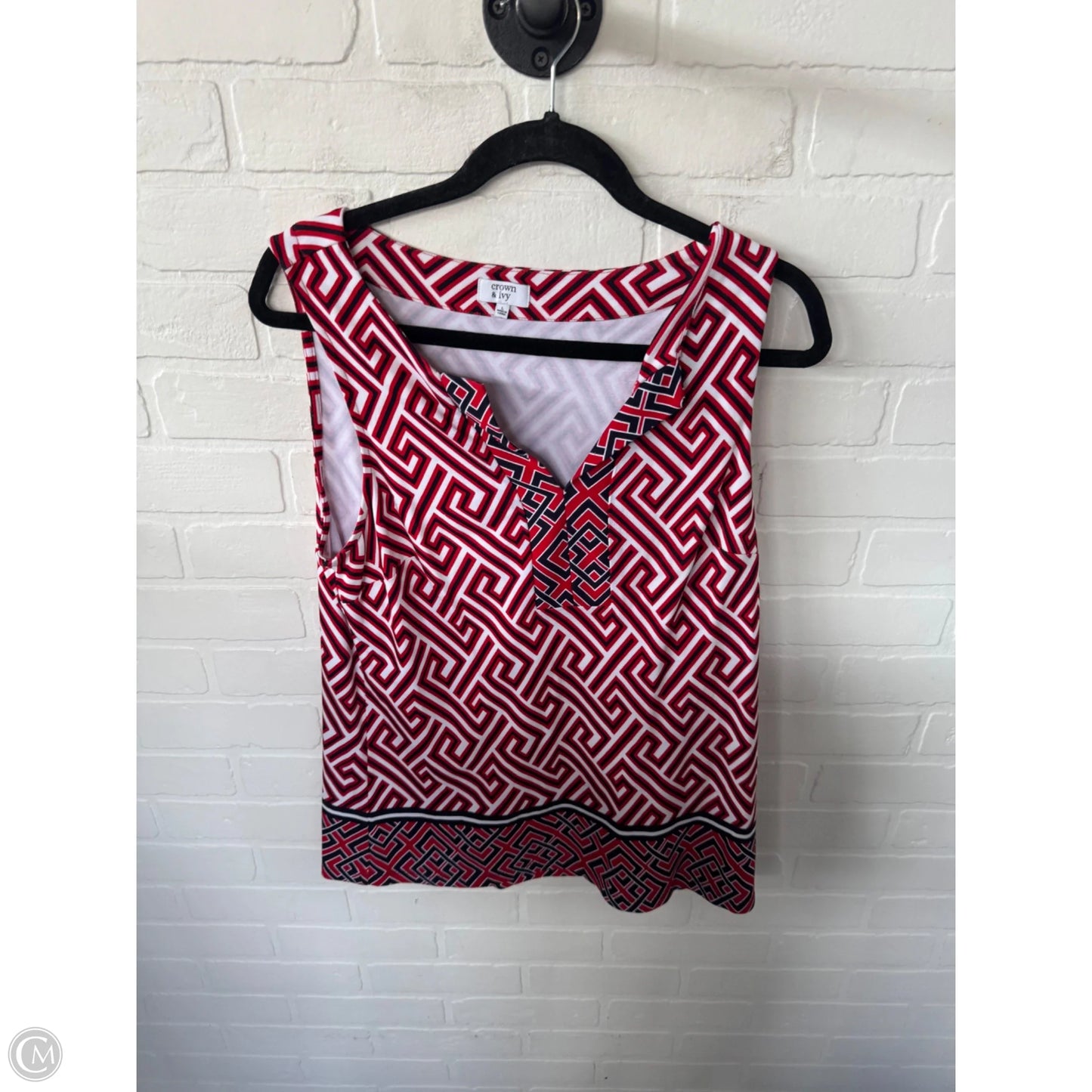 Top Sleeveless By Crown And Ivy In Red & White, Size: L