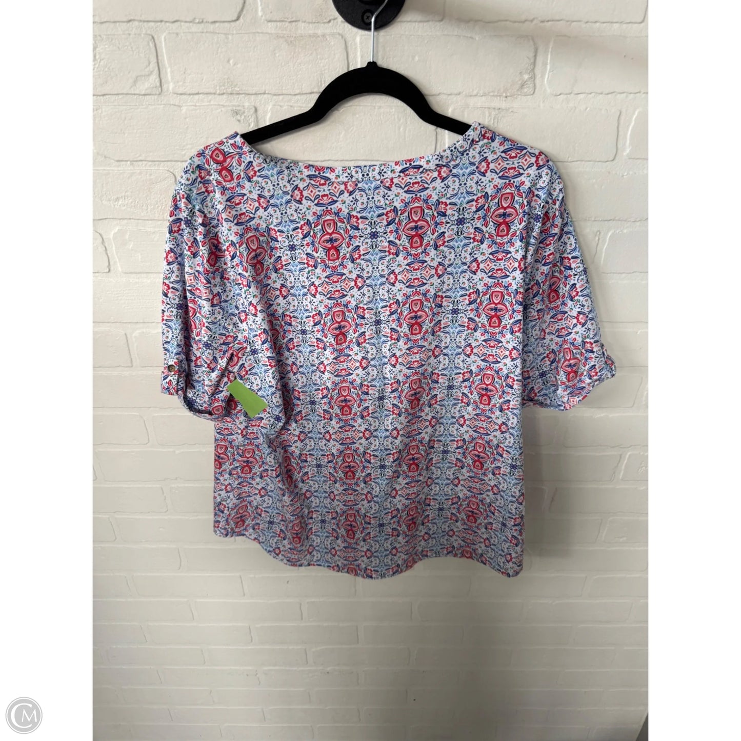 Top Short Sleeve By Croft And Barrow In Blue & White, Size: Xl