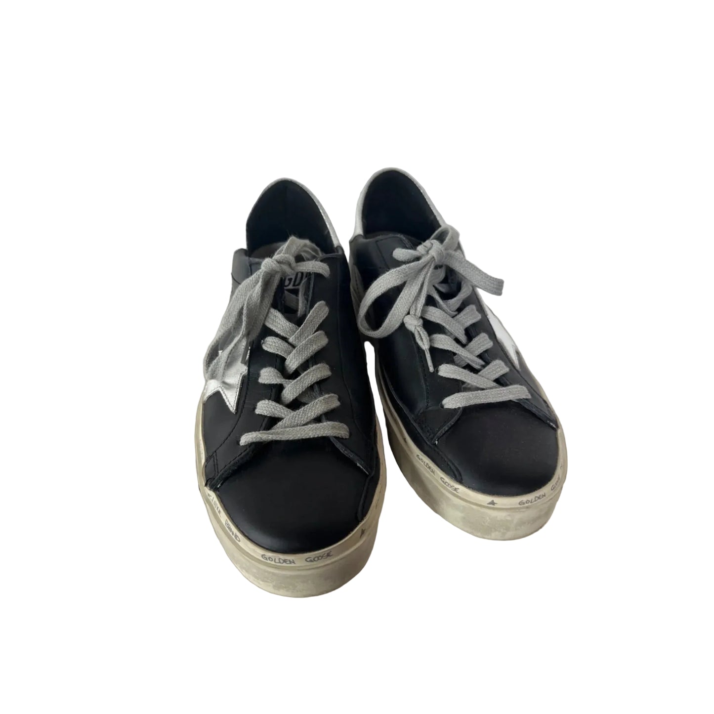 Shoes Luxury Designer By Golden Goose In Black & Silver, Size: 6.5