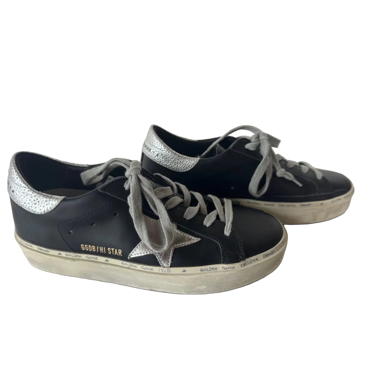 Shoes Luxury Designer By Golden Goose In Black & Silver, Size: 6.5