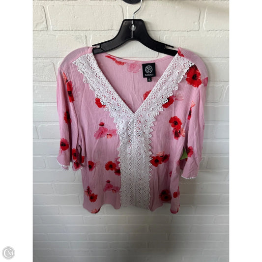 Top Short Sleeve By Bobeau In Pink, Size: L