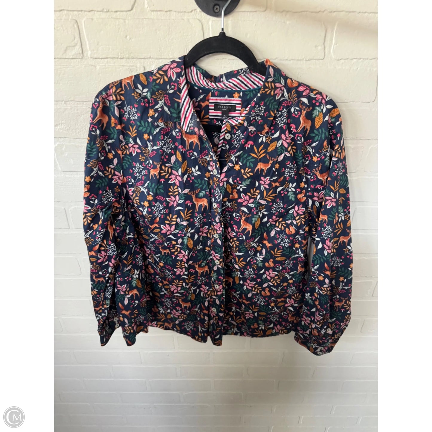 Top Long Sleeve By Talbots In Blue & Brown, Size: Xlp