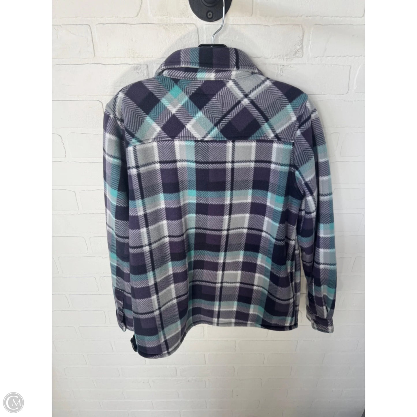Jacket Shirt By Clothes Mentor In Blue & White, Size: S