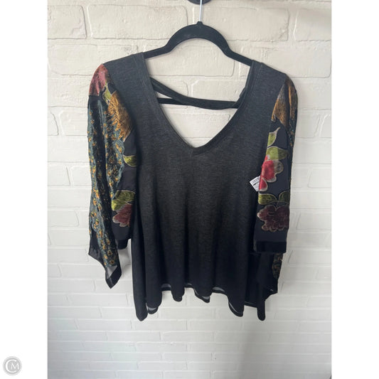Top Long Sleeve By Boho Jane In Black & Yellow, Size: S