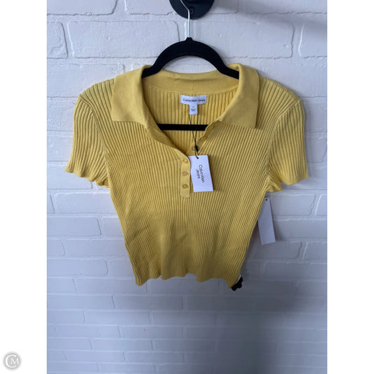 Sweater Short Sleeve By Calvin Klein In Yellow, Size: M