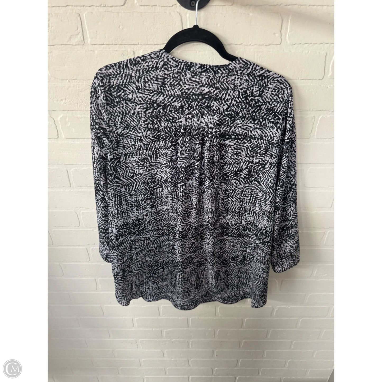 Top 3/4 Sleeve By Decree In Black & White, Size: Xl