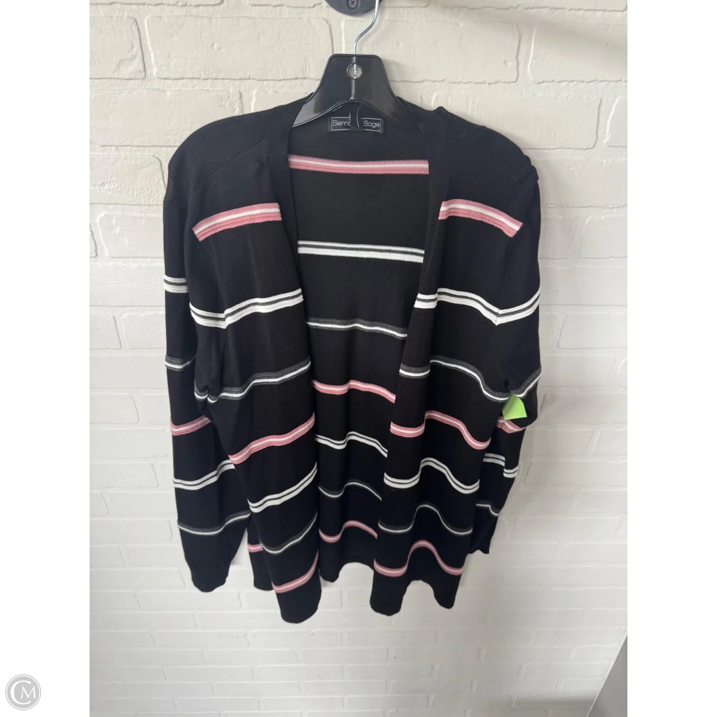 Sweater Cardigan By Clothes Mentor In Black & Pink, Size: L