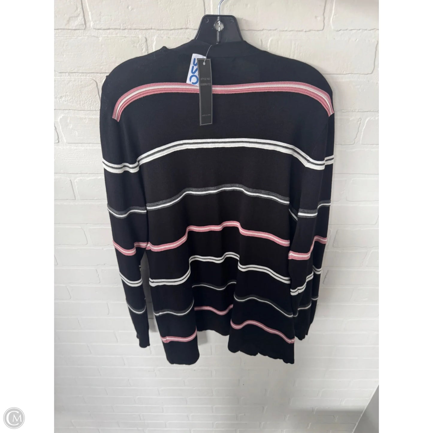 Sweater Cardigan By Clothes Mentor In Black & Pink, Size: L