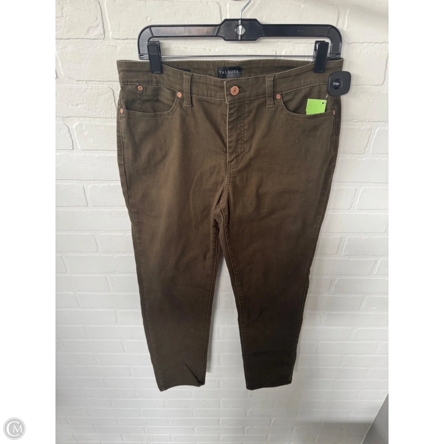Jeans Straight By Talbots In Green Denim, Size: 8