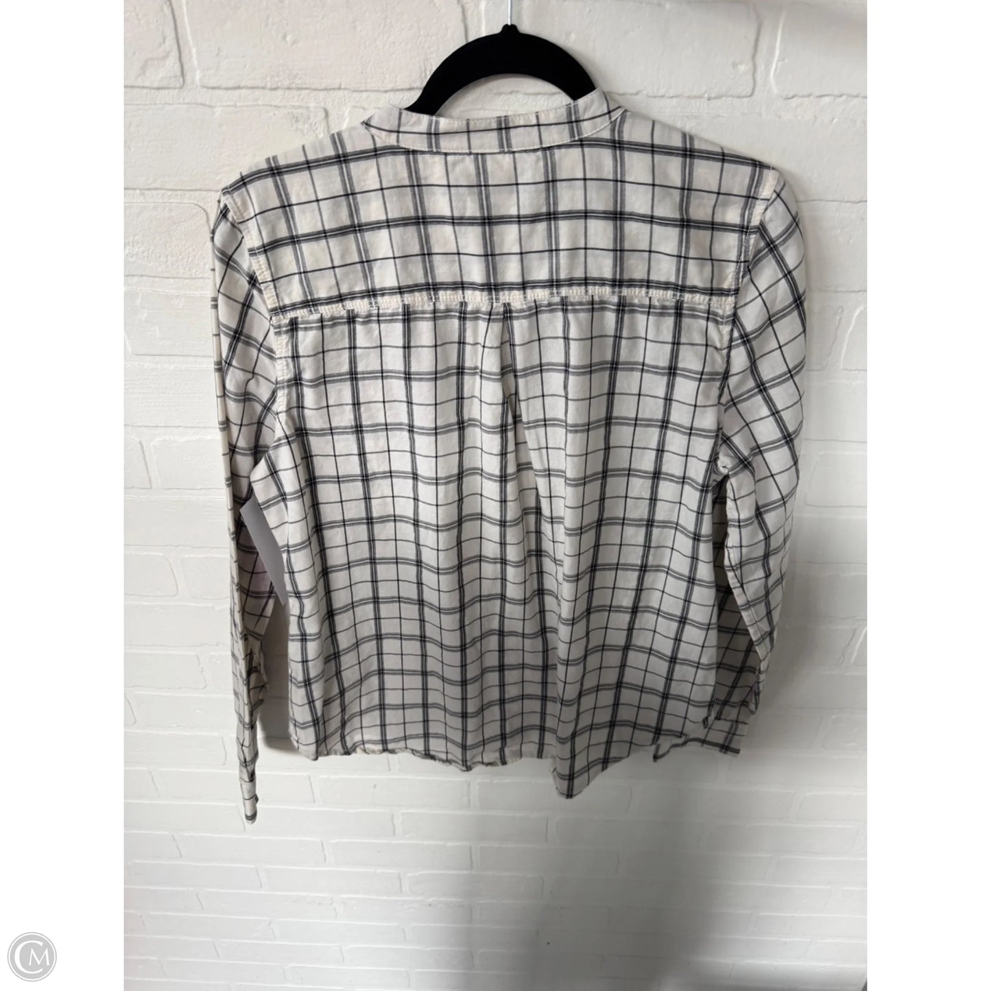 Top Long Sleeve By Calvin Klein In Black & Cream, Size: L