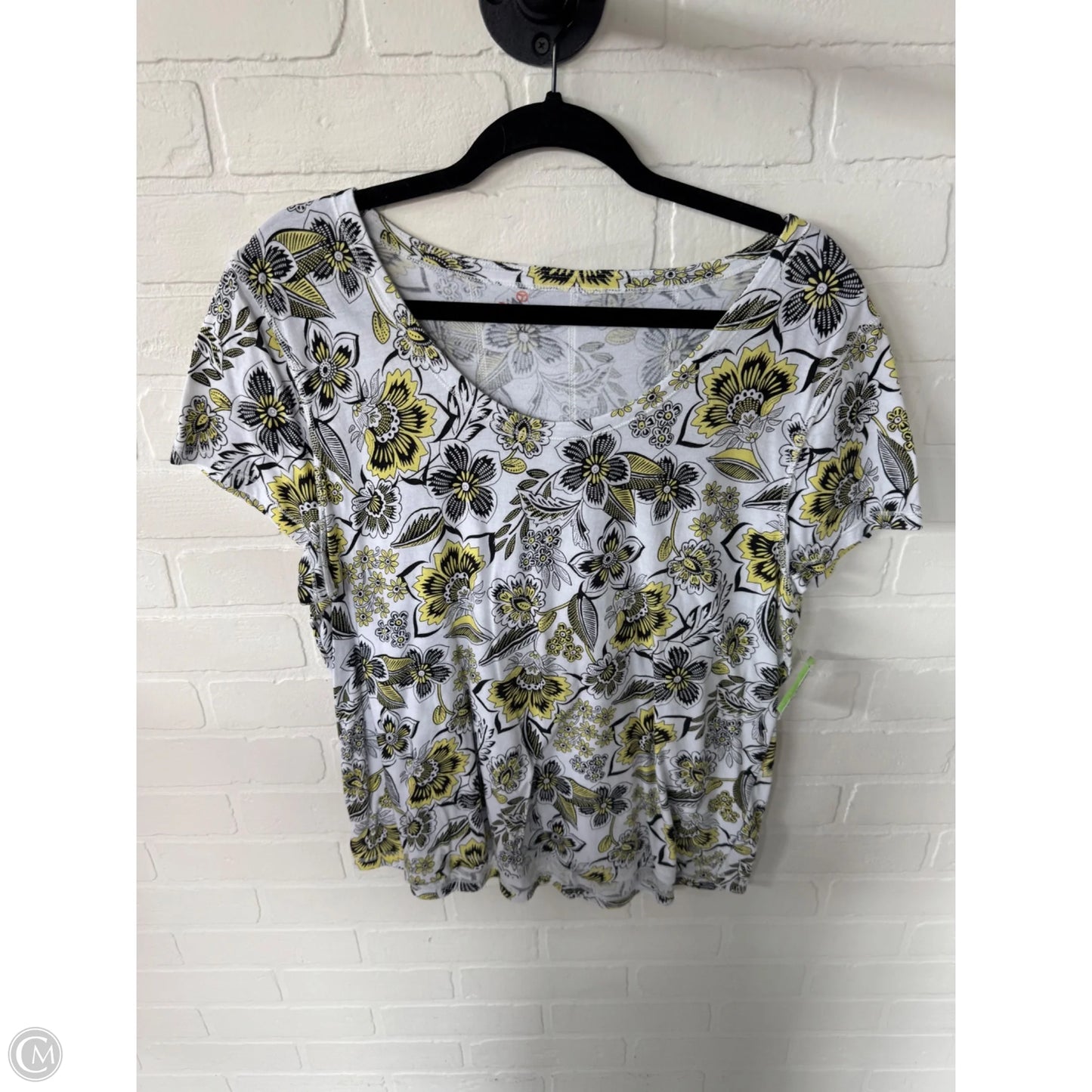 Top Short Sleeve Basic By Talbots In Black & White, Size: Xl