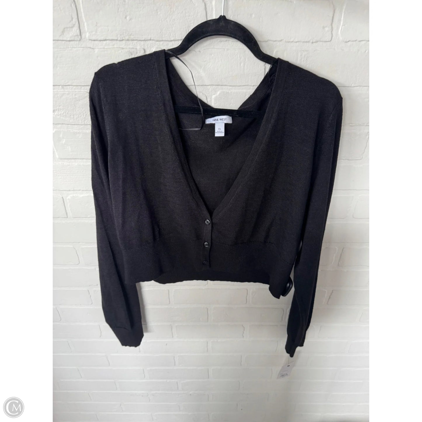 Sweater Cardigan By Nine West Apparel In Black, Size: Xl