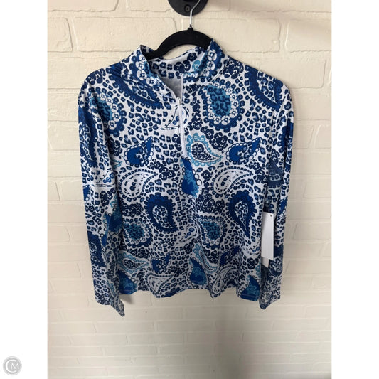Athletic Top Long Sleeve Collar By Gottex In Blue & White, Size: Xl