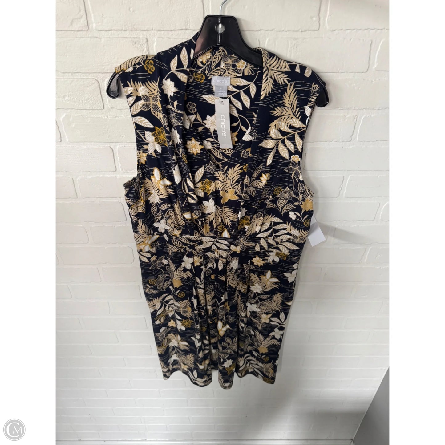 Dress Casual Short By Chicos In Blue & Yellow, Size: L