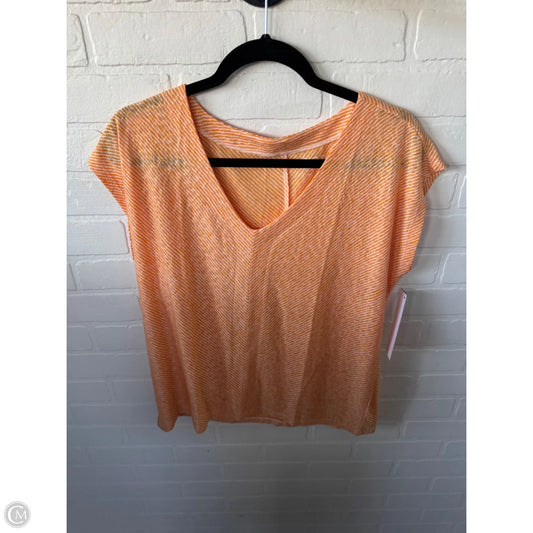 Top Sleeveless By Loft In Orange & White, Size: M