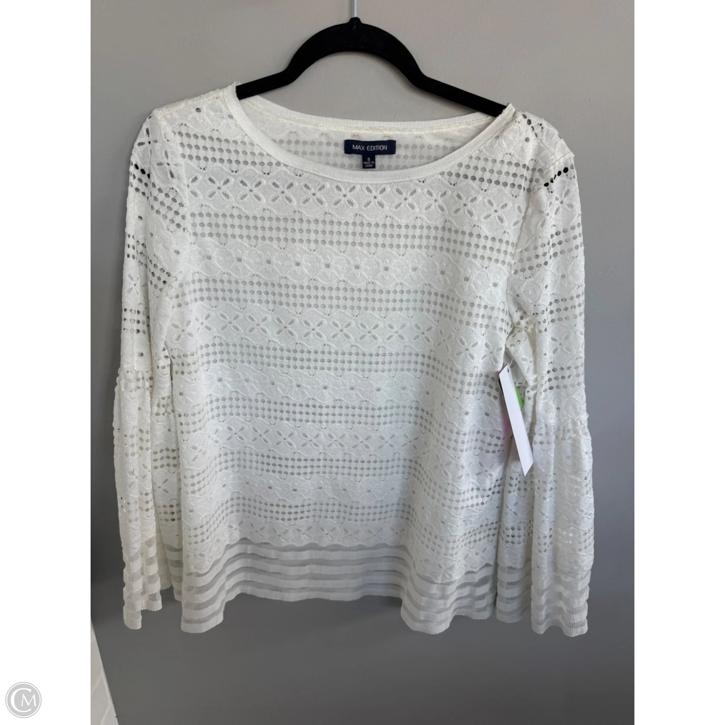 Top Long Sleeve By Max Studio In White, Size: S