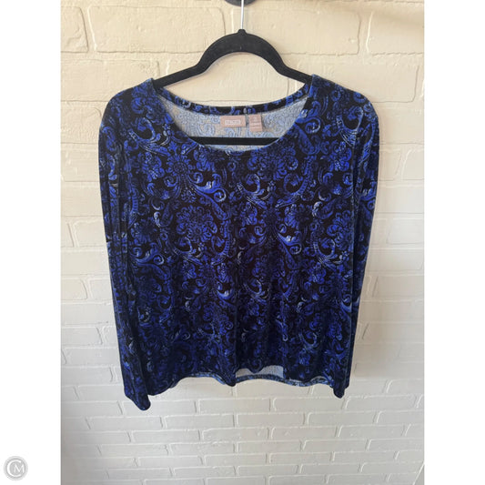 Top Long Sleeve By Chicos In Black & Blue, Size: Xl