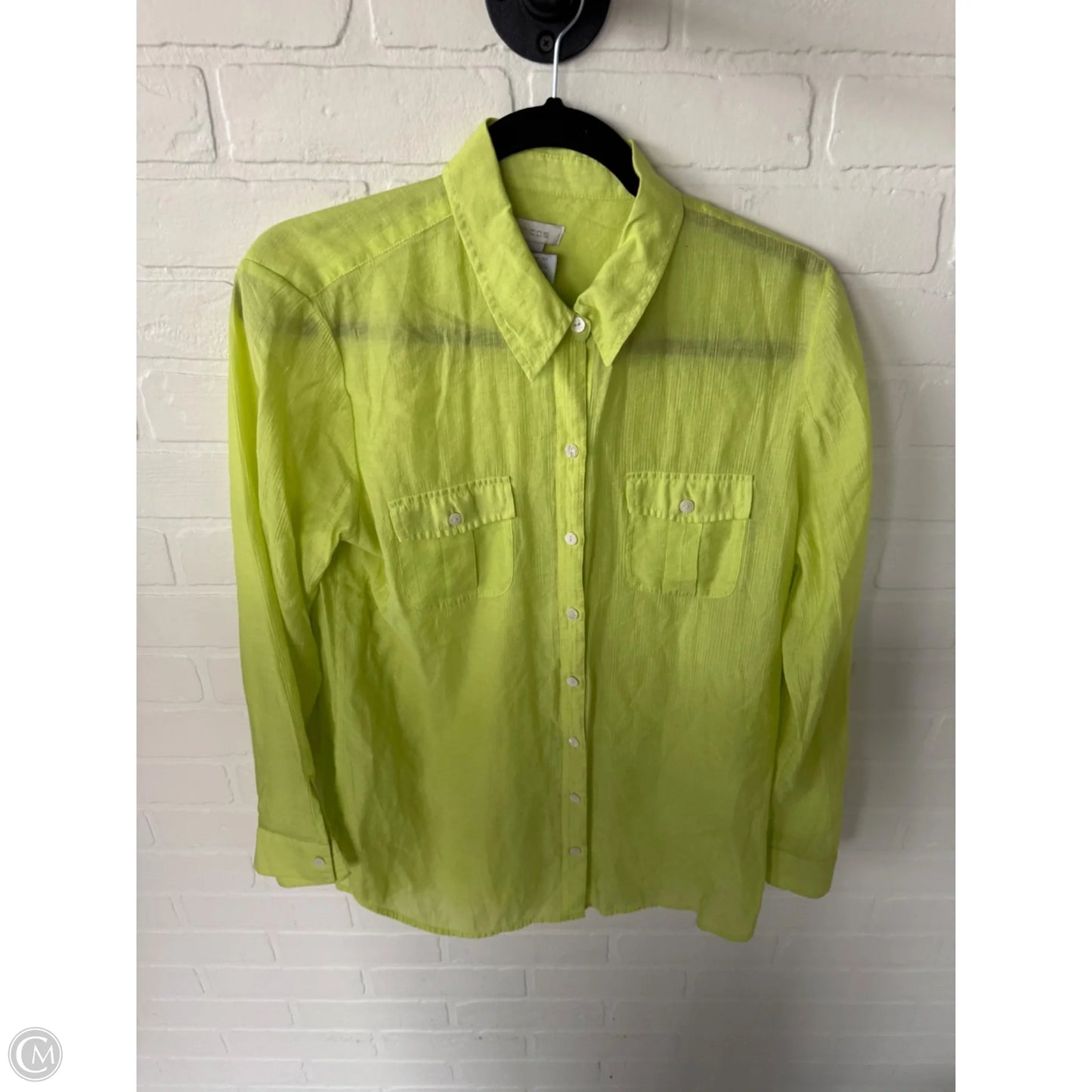 Top Long Sleeve By Chicos In Green, Size: M
