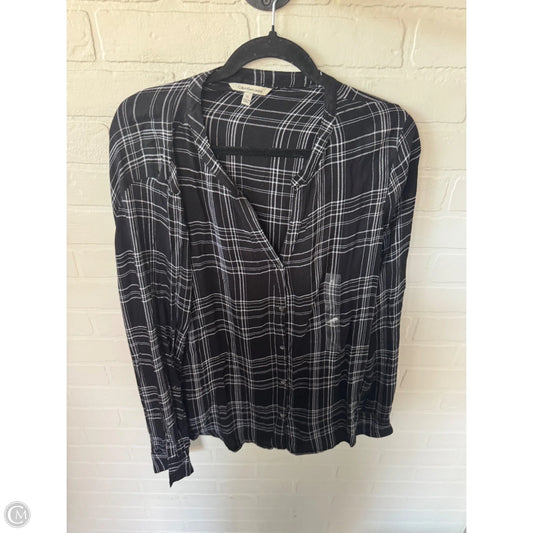 Top Long Sleeve By Calvin Klein In Black & White, Size: Xl