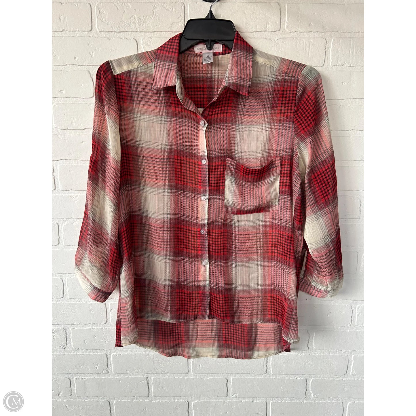 Top Long Sleeve By Band Of Gypsies In Grey & Red, Size: Xs