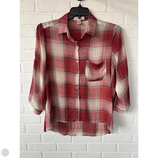 Top Long Sleeve By Band Of Gypsies In Grey & Red, Size: Xs