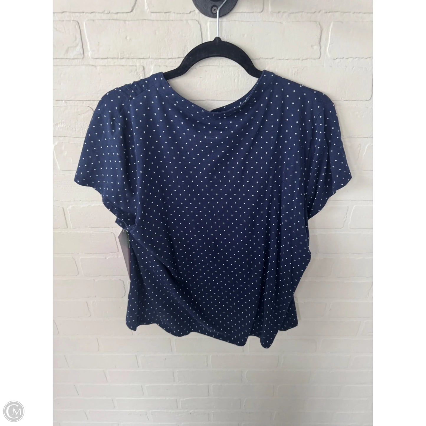 Top Short Sleeve By Lands End In Blue & White, Size: L