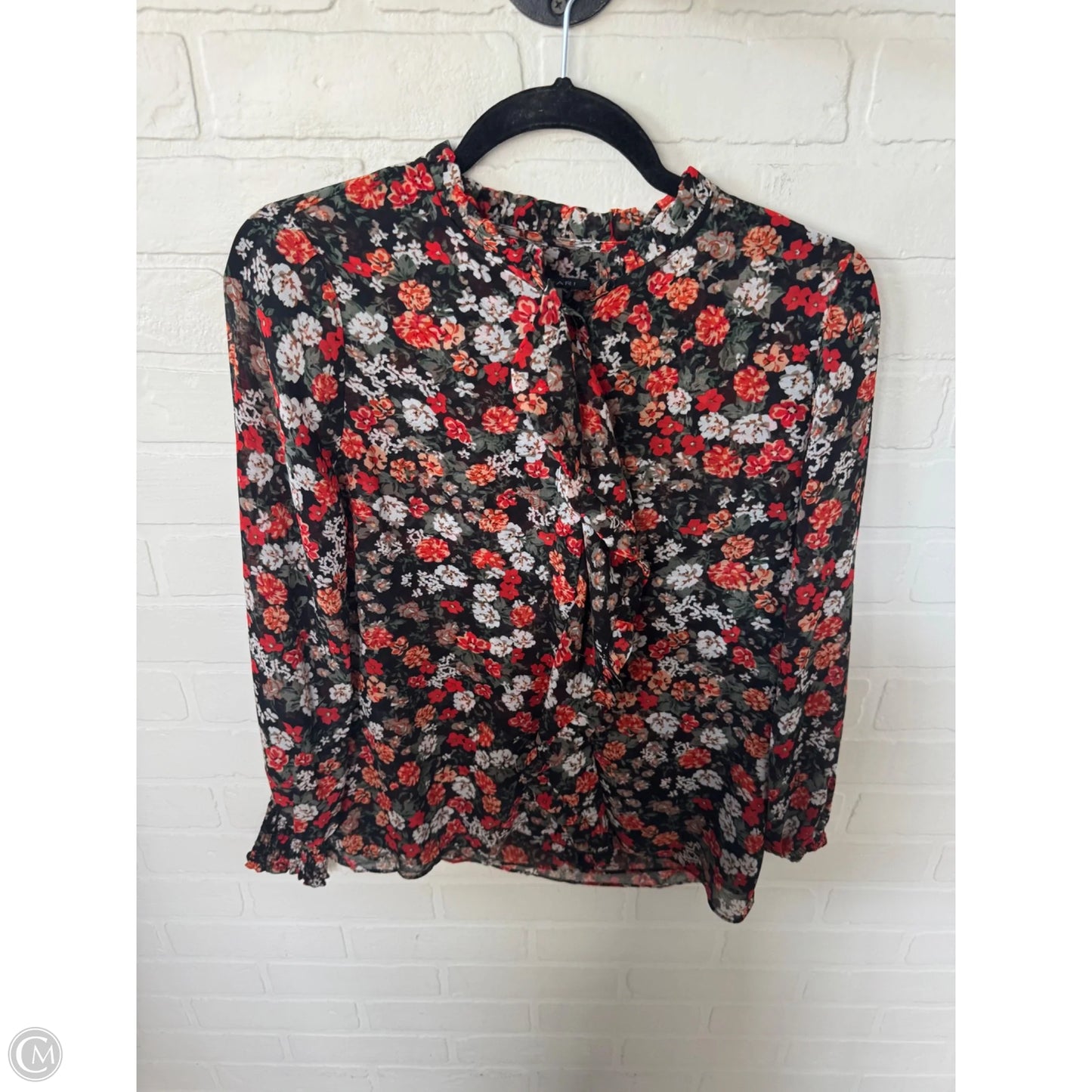 Top Long Sleeve By Tahari In Black & Orange, Size: Xs