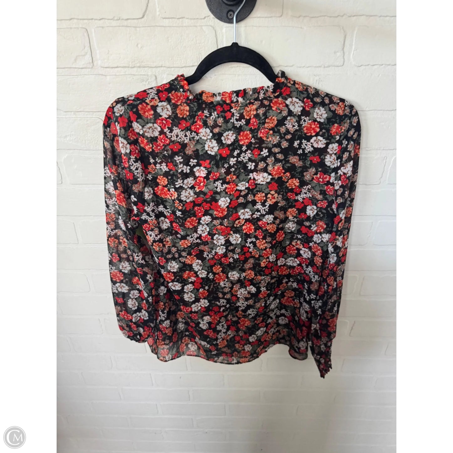Top Long Sleeve By Tahari In Black & Orange, Size: Xs