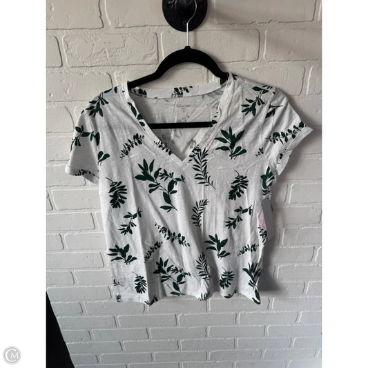 Top Short Sleeve Basic By Garnet Hill In Green & White, Size: M