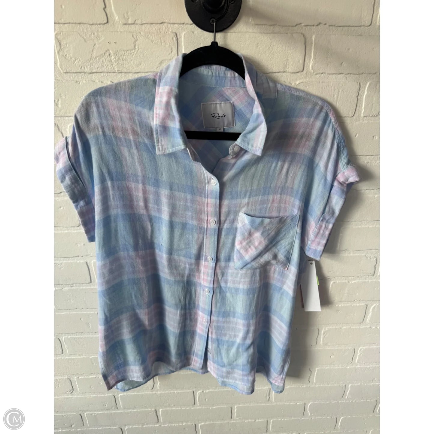 Top Short Sleeve By Rails In Blue & Pink, Size: M