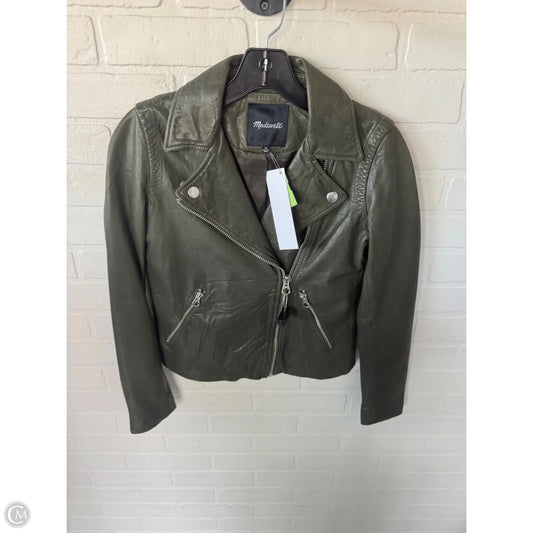 Jacket Leather By Madewell In Green, Size: Xs