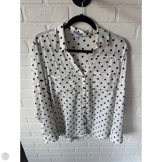 Top Long Sleeve By Express In Black & White, Size: L