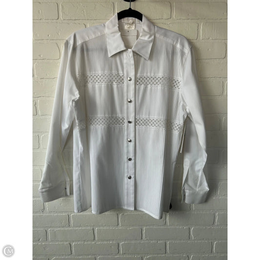 Top Long Sleeve Designer By Escada In White, Size: M
