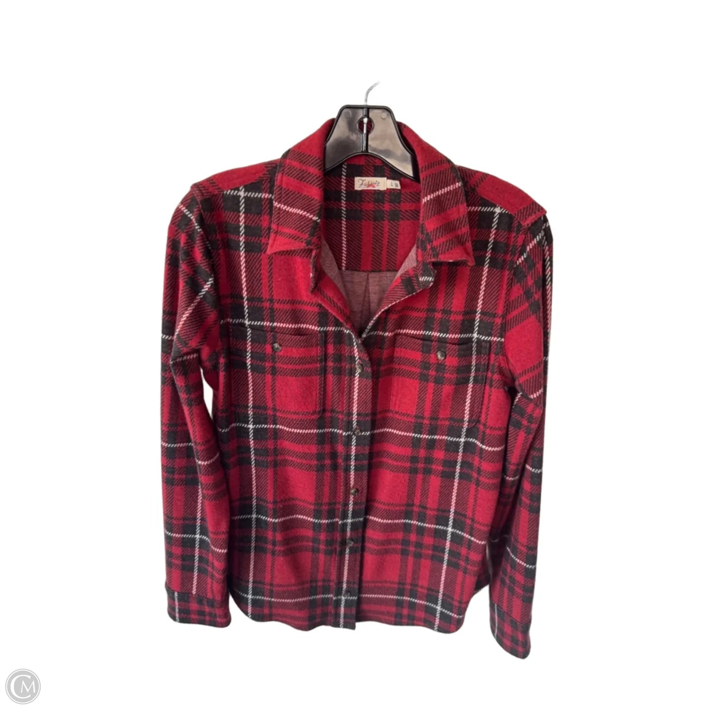 Top Long Sleeve By Faherty In Black & Red, Size: S