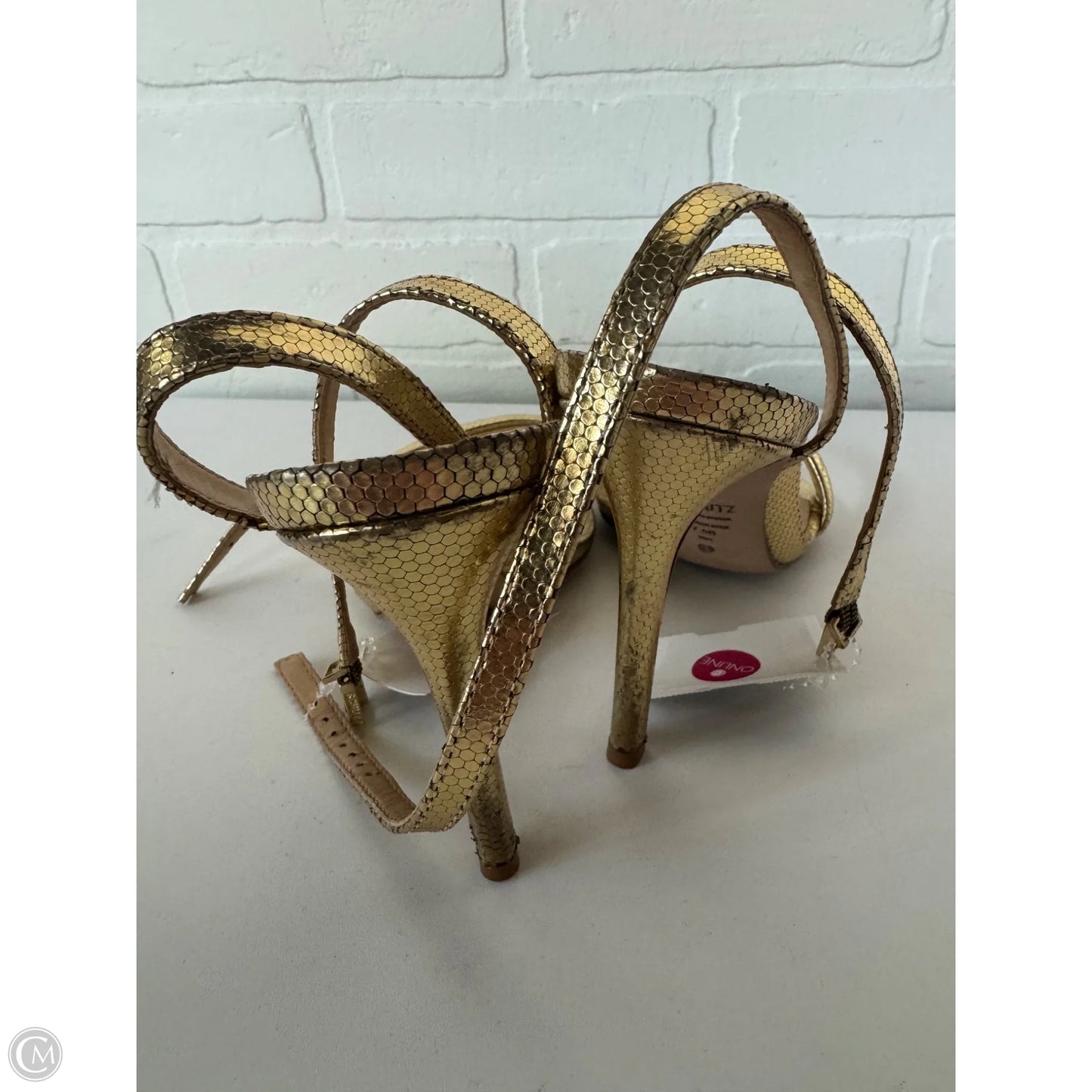Sandals Heels Stiletto By Schutz In Gold, Size: 7.5