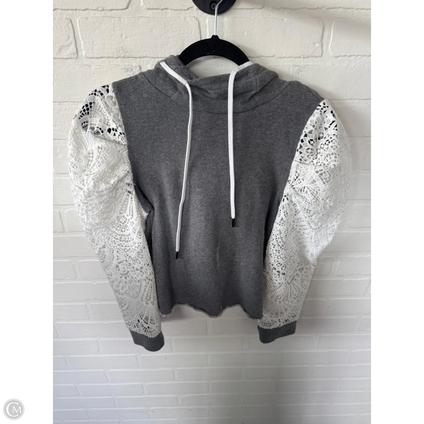 Top Long Sleeve Designer By Alice + Olivia In Grey & White, Size: Xs