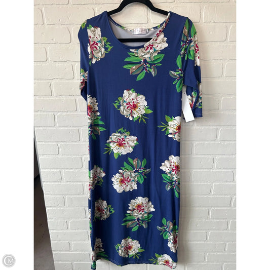 Dress Casual Midi By Cmc In Blue & White, Size: L