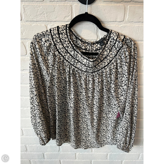 Top Long Sleeve By Ann Taylor In Black & Cream, Size: S