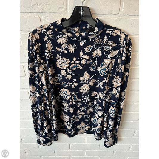 Top Long Sleeve By Ann Taylor In Blue & Tan, Size: M