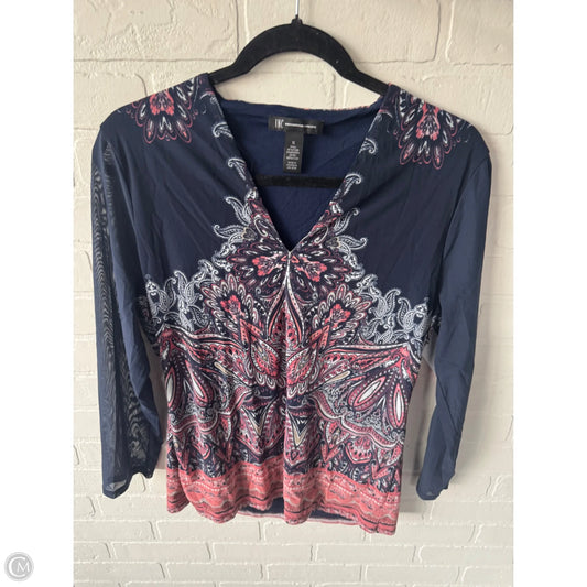 Top Long Sleeve By Inc In Blue & White, Size: Xl